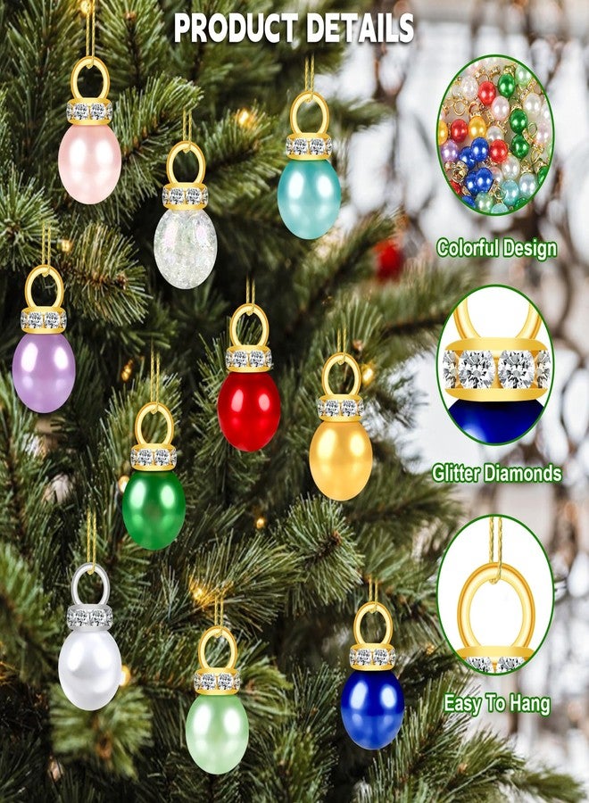succulentlovers 100PCS Christmas Mini Balls Ornaments, 9mm Miniature Multi-color Xmas Tiny Tree Hanging Decorations, 10 Colors Glitter Small Shiny Christmas Balls Pendants for Holiday Party Wedding DIY Craft Supplies - Image 3